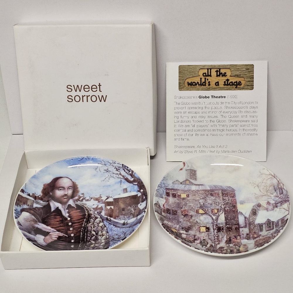 2 × Sweet Sorrow Shakespeare Decorative Mini Plate With Original Box And…